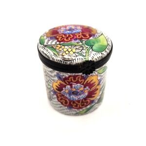 Limoges Pient Main France Authentic Trinket Box Stamp 1989 Floral Vintage